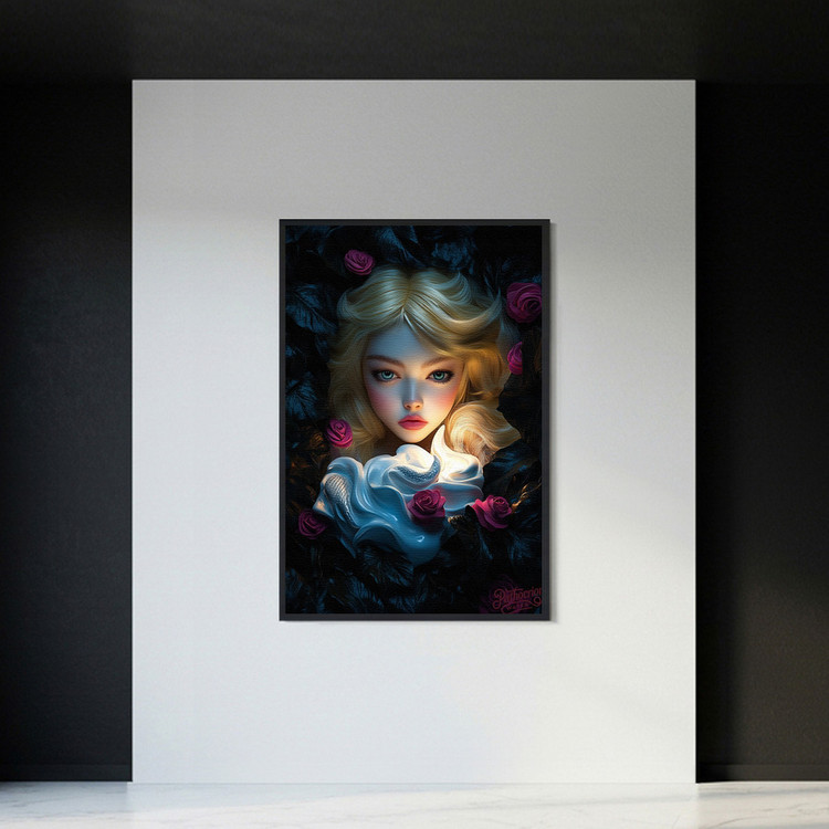 아무도 몰랐던 눈빛 그림 액자 팝아트 인테리어소품 금발소녀그림 인물액자 신비로운 꽃 아트포스터 거실 대형 인테리어소 이미지