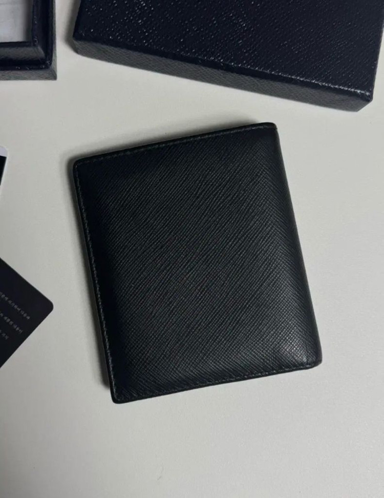 프라다 사피아노 사이드로고 반지갑 블랙 이미지