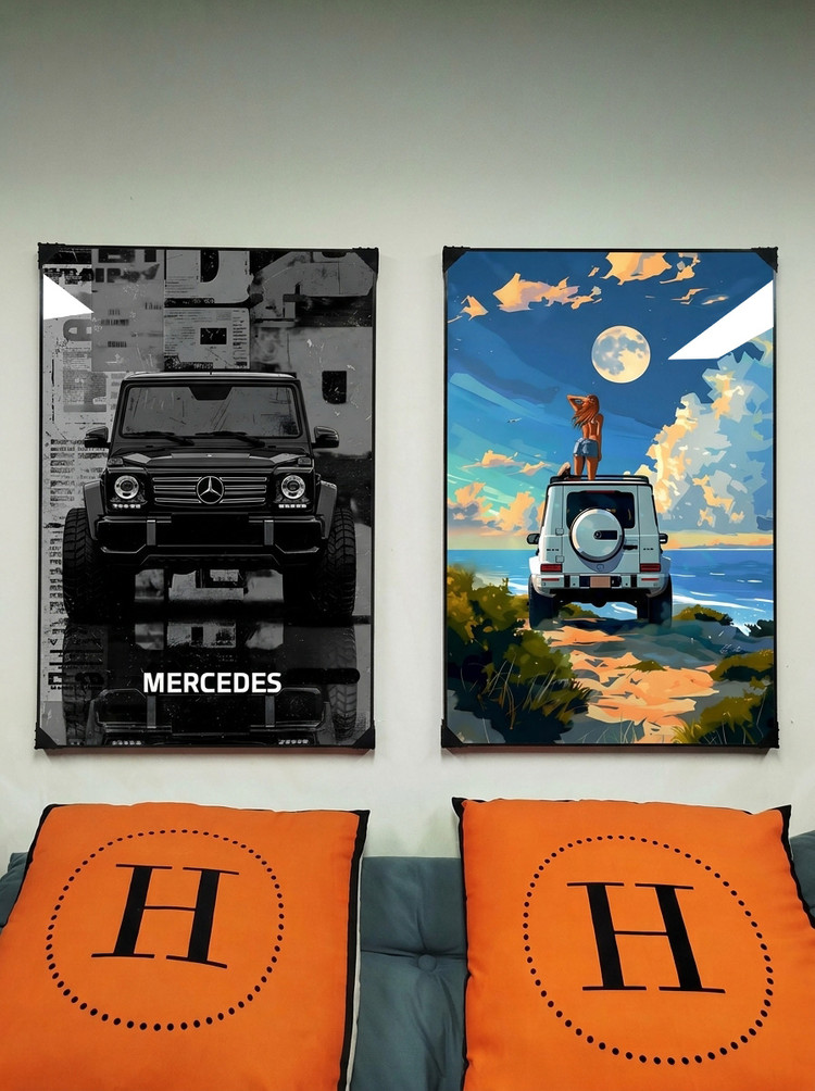 그림 액자 인테리어소품 그림액자 벤츠지바겐그림 자동차액자 모던하고 시크한 감성 거실 대형 인테리어 아트 포스터 선물 이미지