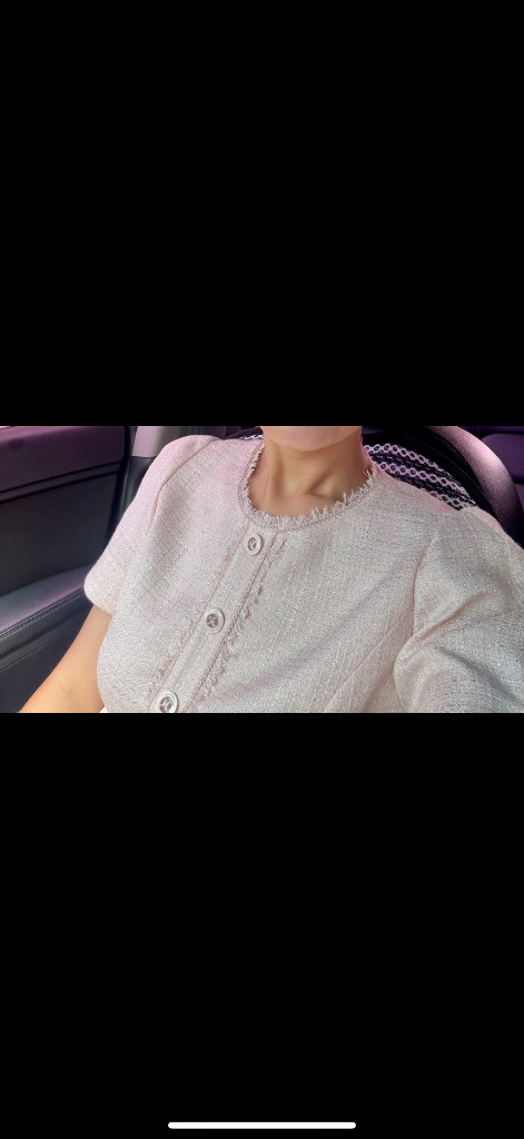 로엠 핑크 트위드 반팔 원피스 판매해요(예복) 이미지
