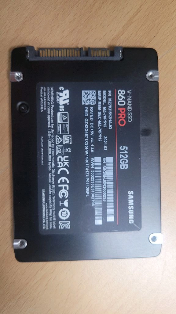 삼성 ssd 860 pro 512GB 중고 판매합니다. 이미지