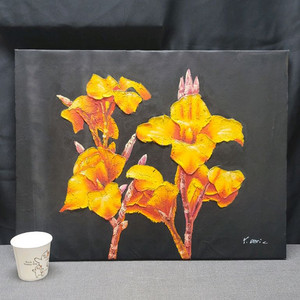 유화그림 노란꽃 이미지