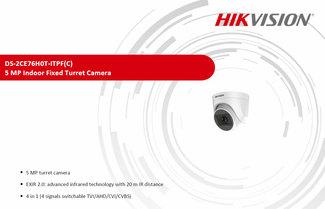 HIKVISION 5mp 실내 터렛 아날로그 CCTV 카메라 / 새상품 / 이미지