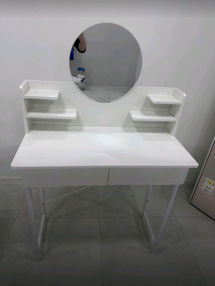 [최저가] LED 화이트 수납 거울 콘솔 선반 원목 수납장 서랍장 화장대 이미지