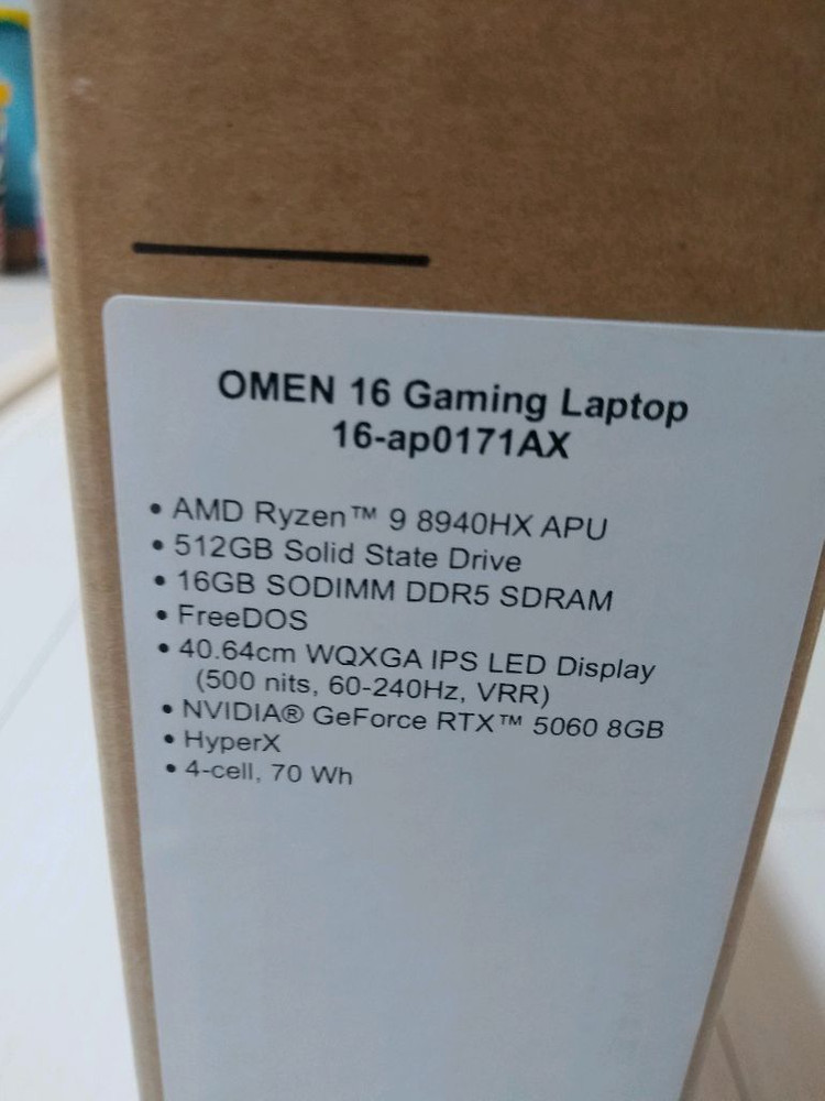 미개봉 HP 오멘16 RTX5060 라이젠9, ssd 512g 게이밍노트북 이미지