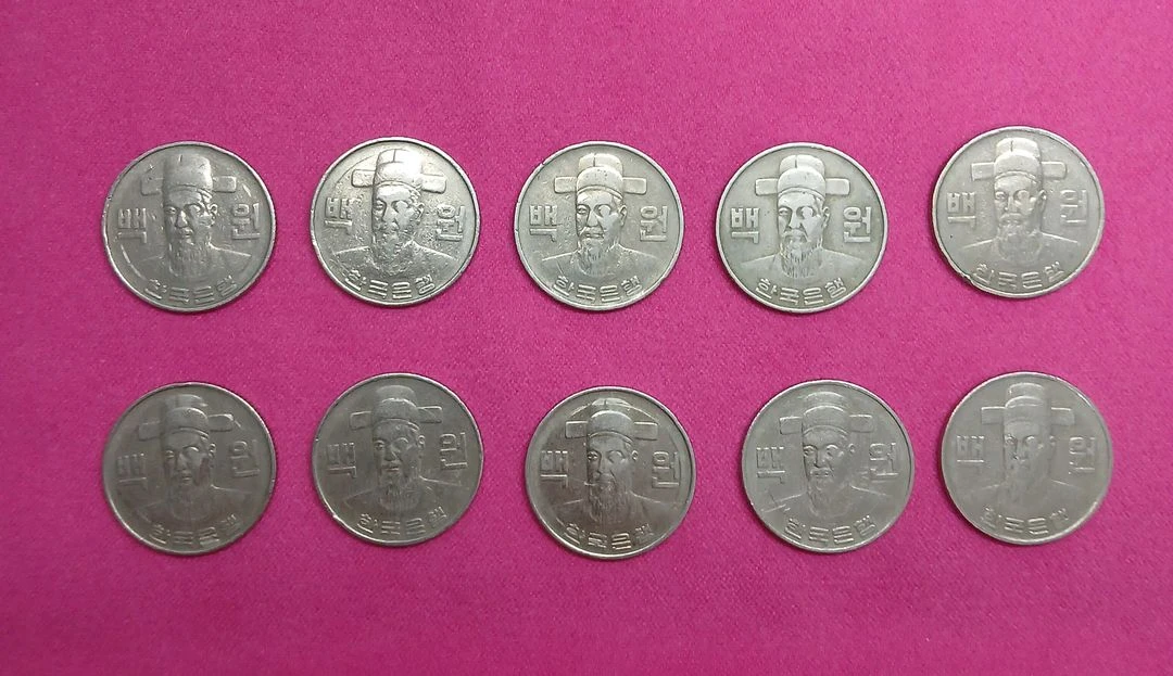 1982년 100원 동전 10개 일괄 이미지