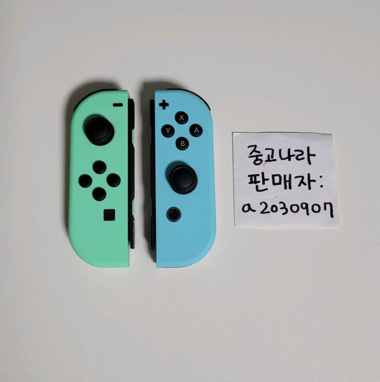 닌텐도 스위치 정품 조이콘 동물의 숲 에디션 닌텐도스위치 스위치1 조이콘 동숲 모동숲 에디션 민트 이미지