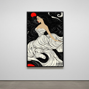 그림 액자 팝아트 인테리어소품 바람의 기억 여인그림 인물액자 모던 대형 아트포스터 거실 벽면 장식용 고급스러운 디자 이미지
