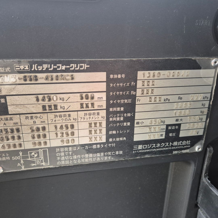 니찌유 전동지게차 1.5톤 3단 4500MM 2021년 12월식 이미지