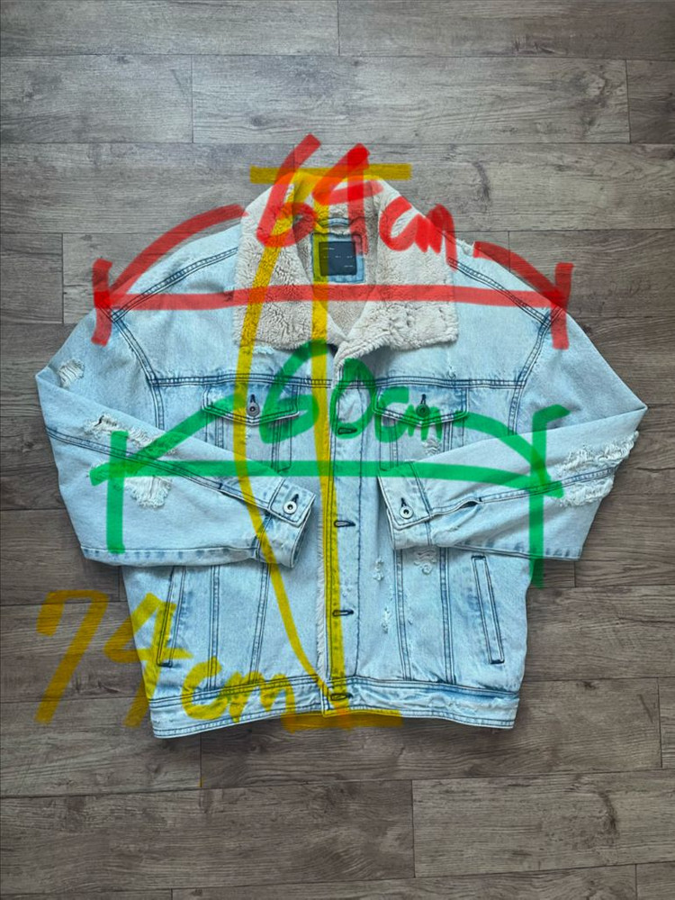 자라 남자 데님 퍼 자켓 M 100 ZARA 연청 트러커 데미지 겨울 쉐르파 셰르파 양털 무스탕 느낌 이미지