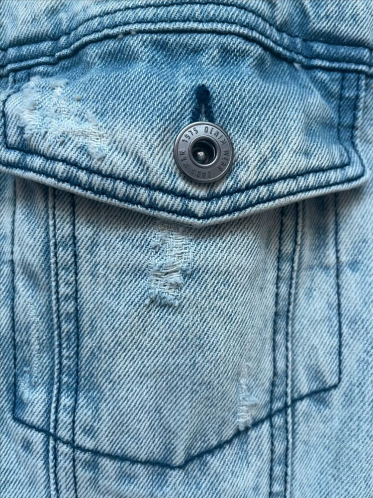 자라 남자 데님 퍼 자켓 M 100 ZARA 연청 트러커 데미지 겨울 쉐르파 셰르파 양털 무스탕 느낌 이미지