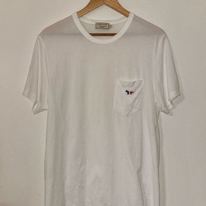 메종키츠네 트리컬러 폭스 패치 포켓 티셔츠 M 화이트 Maison Kitsune 이미지