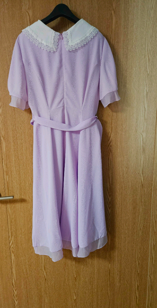 JJ지고트 레이스 카라 쉬폰 배색 원피스 이미지