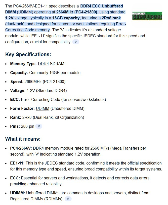 삼성 DDR4 16GB ECC unbuffered 시놀로지 메모리 나스 이미지