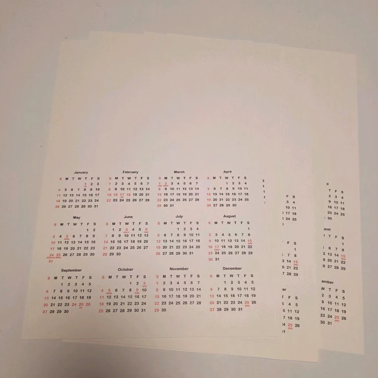 26년도 무지 커스텀 달력 캘린더 6장 이미지