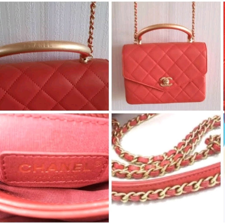 Chanel Red Chain Bag 정품금장 코랄레드 토트 숄더백 MMN - S 급 까짐 스크레지 없음CHANEL 이미지