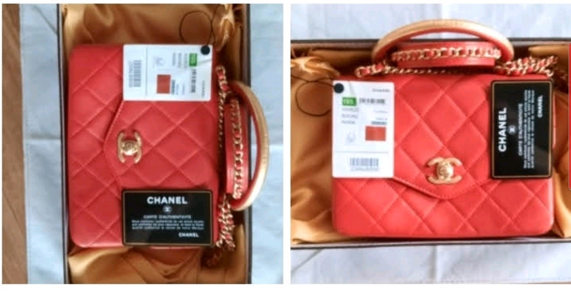 Chanel Red Chain Bag 정품금장 코랄레드 토트 숄더백 MMN - S 급 까짐 스크레지 없음CHANEL 이미지