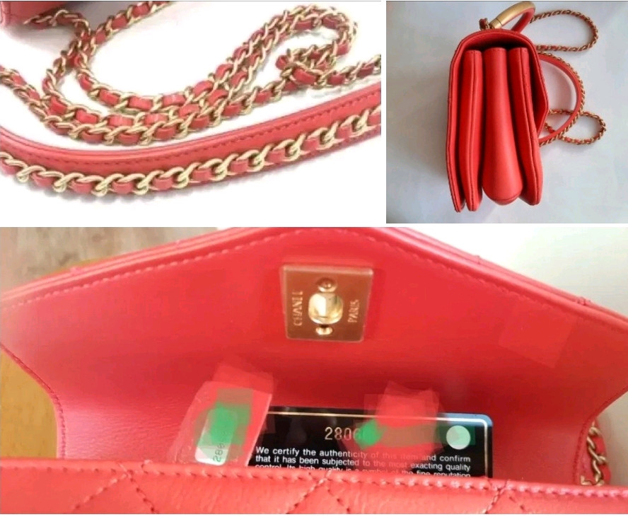 Chanel Red Chain Bag 정품금장 코랄레드 토트 숄더백 MMN - S 급 까짐 스크레지 없음CHANEL 이미지