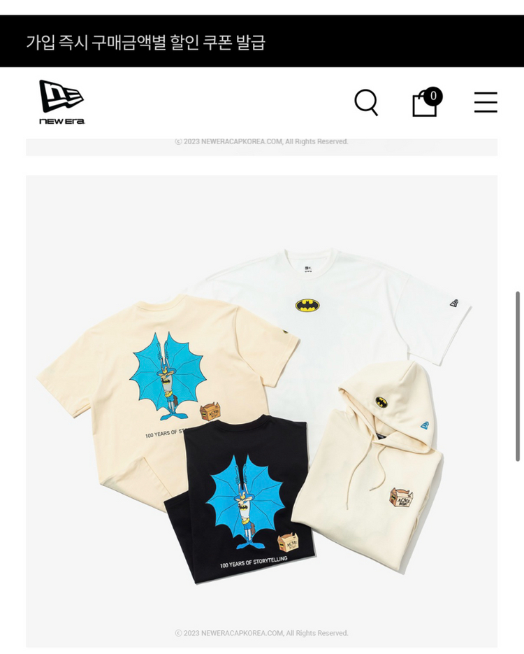 [XL] 뉴에라 워너브라더스 100주년 배트맨 티셔츠 블랙 이미지