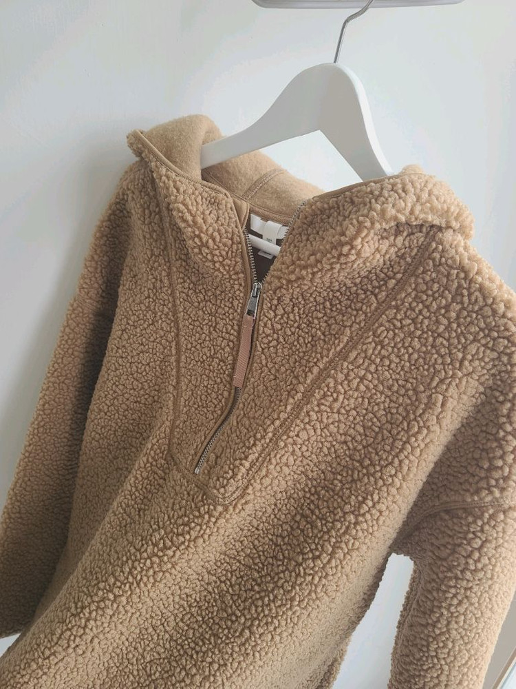 H&M 에이치앤엠 여성 오버사이즈 뽀글이 후드티 집업 플리스 기모 루즈핏 티셔츠 / 자라 에잇세컨즈 갭 헤지스 이미지