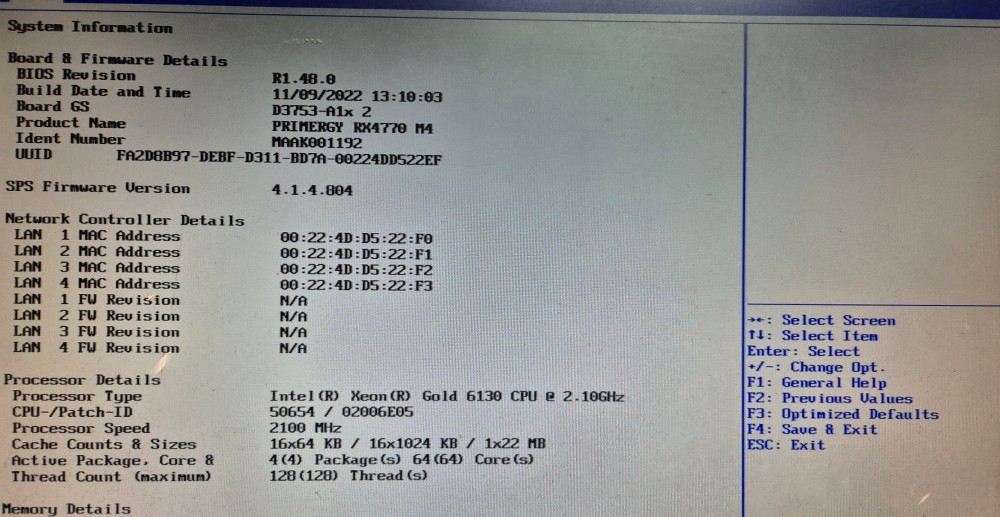 GOLD 6140 CPU 4개 64코어 하이앤드 서버 이미지