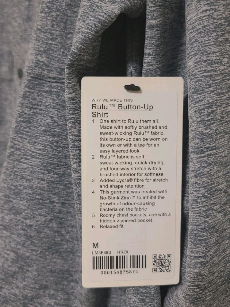 새상품) Lululemon Rulu Button Up Shirt 룰루레몬 버튼업 긴팔셔츠 M 트레이닝복 골프복 이미지