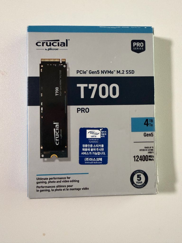 크루셜 T700 M.2 NVMe SSD 4TB (미개봉) 이미지