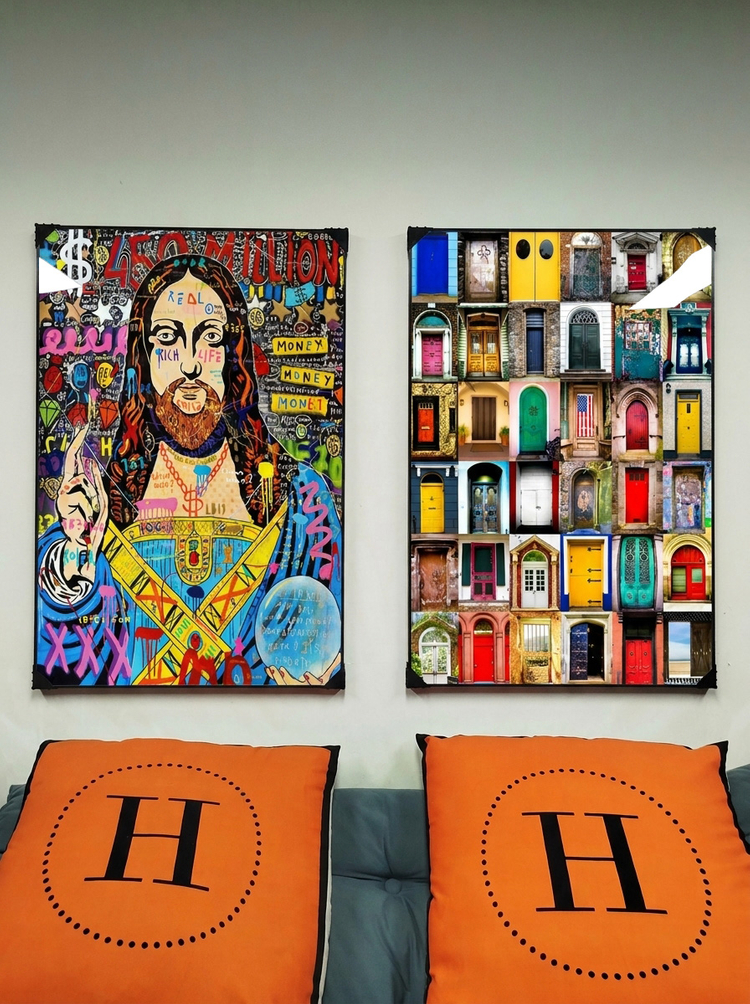 그림 액자 인테리어소품 그림액자 세계의 문그림 빈티지액자 대형 거실 카페 인테리어 아트포스터 유니크한 벽걸이 장식용 이미지