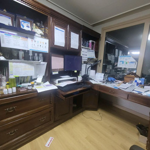 원목 수납장 책상 세트 이미지