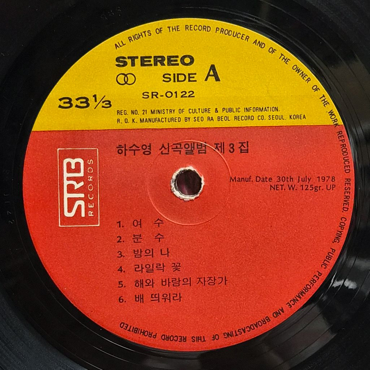 하수영 1집 여수/반가운소님 LP (희귀반) 이미지