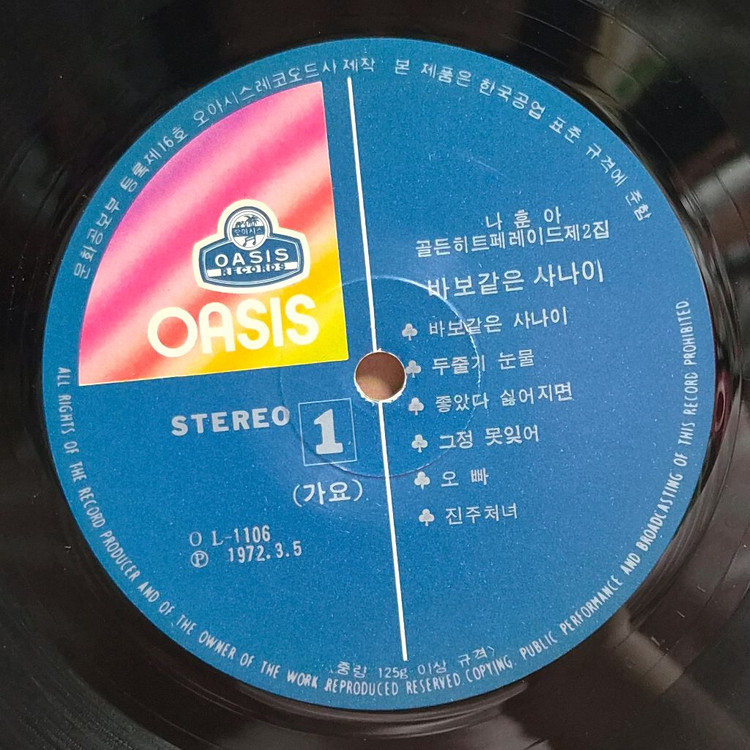 나훈아 골든퍼레이드 제 2집 LP 앨범 이미지