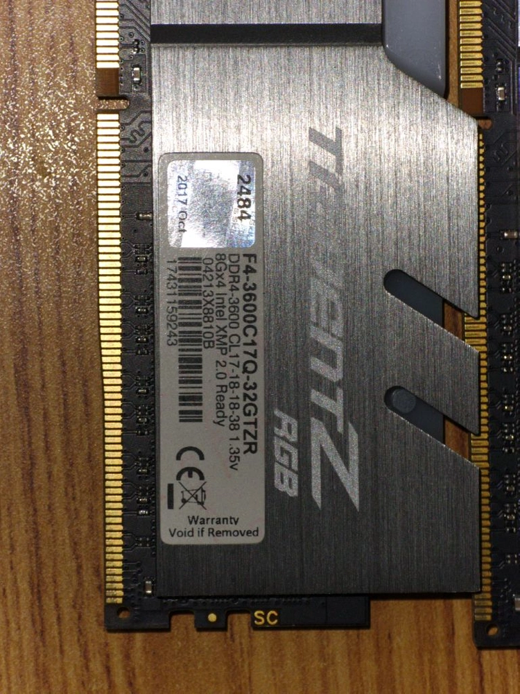 g.sikl DDR4 램 cl17 3600 8g*4ch 총합 32GB 쿼드 키트 팝니다 이미지