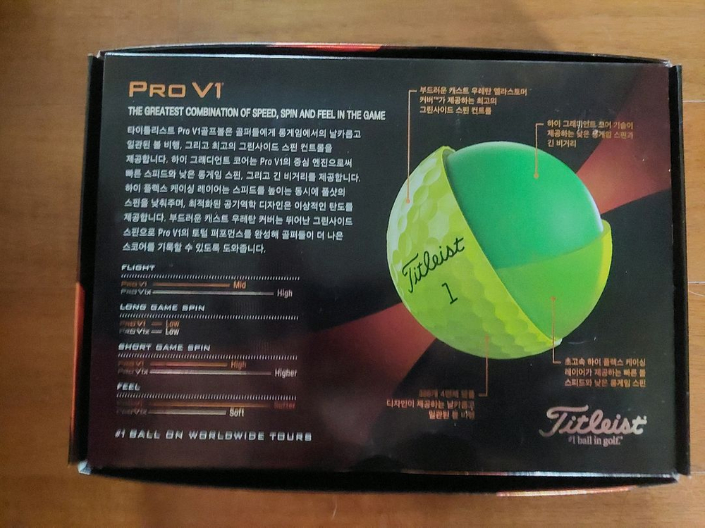 미사용 타이틀리스트 Pro V1 옐로우 골프공 이미지