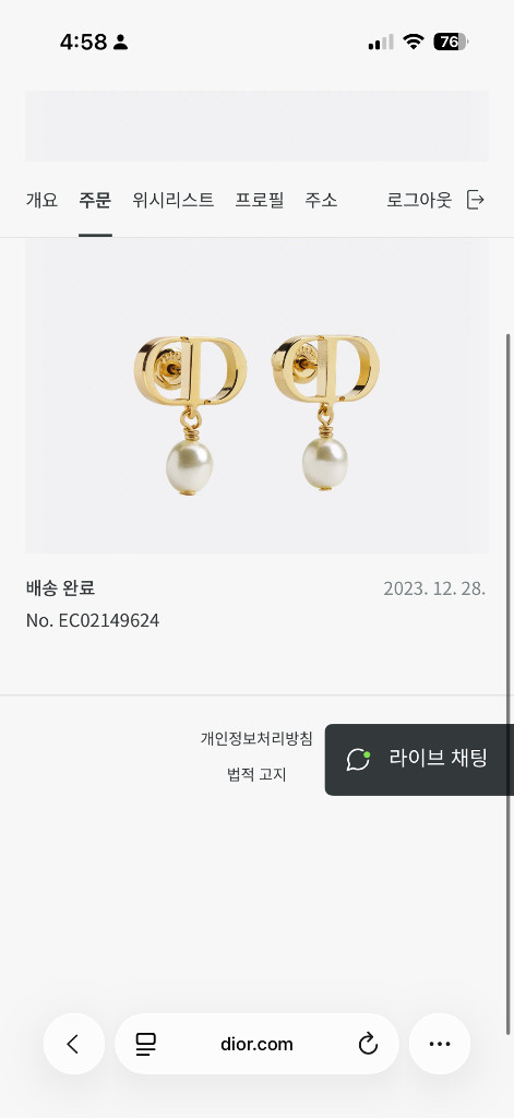 디올 쁘띠 CD 귀걸이 이미지