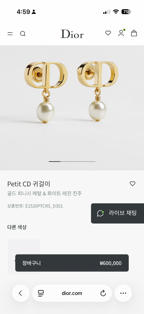 디올 쁘띠 CD 귀걸이 이미지