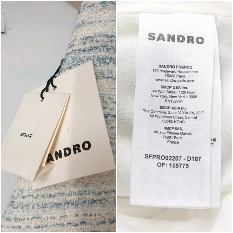 새제품)sandro 산드로 스퀘어카라 유화질감 미니 트위드 원피스 이미지