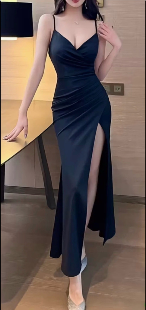 새상품 수입의류 고급 블랙 원피스 롱스커트 연주회 스몰 미듐 44 55 66 이미지