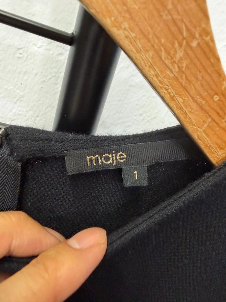 정품) maje 마쥬 블랙 가죽 트리밍 블라우스 1 이미지