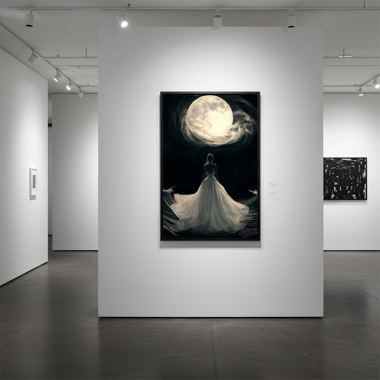 그림 액자 팝아트 인테리어소품 달의 바다에 선 여인 달그림 인물화 아트포스터 거실 대형액자 벽걸이 장식용 모던 감성 이미지