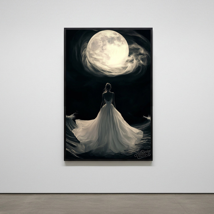 그림 액자 팝아트 인테리어소품 달의 바다에 선 여인 달그림 인물화 아트포스터 거실 대형액자 벽걸이 장식용 모던 감성 이미지