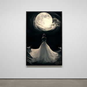 그림 액자 팝아트 인테리어소품 달의 바다에 선 여인 달그림 인물화 아트포스터 거실 대형액자 벽걸이 장식용 모던 감성 이미지