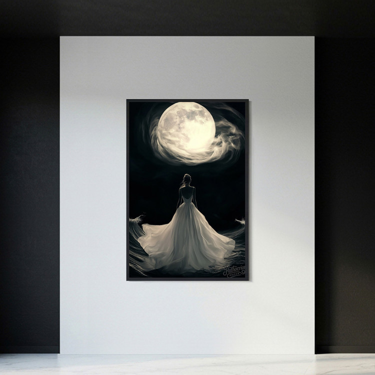 그림 액자 팝아트 인테리어소품 달의 바다에 선 여인 달그림 인물화 아트포스터 거실 대형액자 벽걸이 장식용 모던 감성 이미지