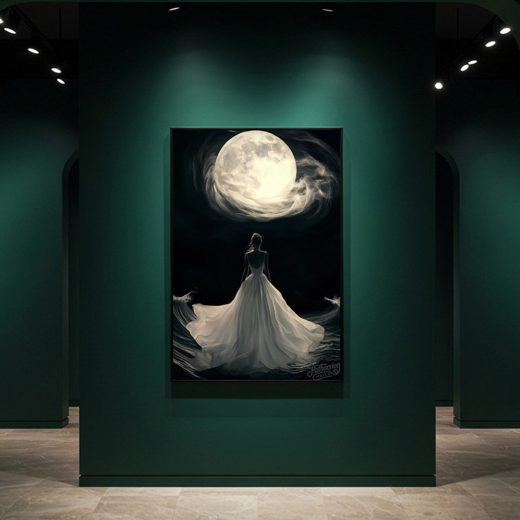 그림 액자 팝아트 인테리어소품 달의 바다에 선 여인 달그림 인물화 아트포스터 거실 대형액자 벽걸이 장식용 모던 감성 이미지