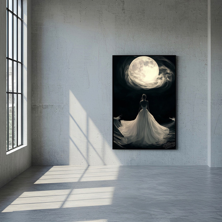 그림 액자 팝아트 인테리어소품 달의 바다에 선 여인 달그림 인물화 아트포스터 거실 대형액자 벽걸이 장식용 모던 감성 이미지