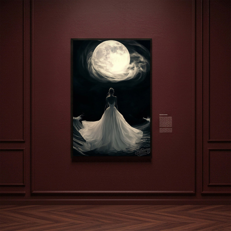 그림 액자 팝아트 인테리어소품 달의 바다에 선 여인 달그림 인물화 아트포스터 거실 대형액자 벽걸이 장식용 모던 감성 이미지
