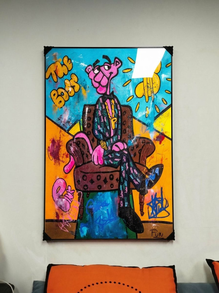 그림 액자 팝아트 인테리어소품 핑크팬더그림 핑크팬더액자 더보스 대형 아트포스터 감성 인테리어 벽걸이 장식용 카페 거 이미지