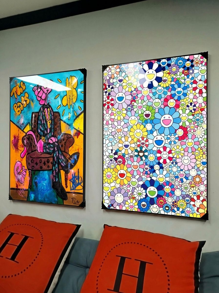 그림 액자 팝아트 인테리어소품 핑크팬더그림 핑크팬더액자 더보스 대형 아트포스터 감성 인테리어 벽걸이 장식용 카페 거 이미지