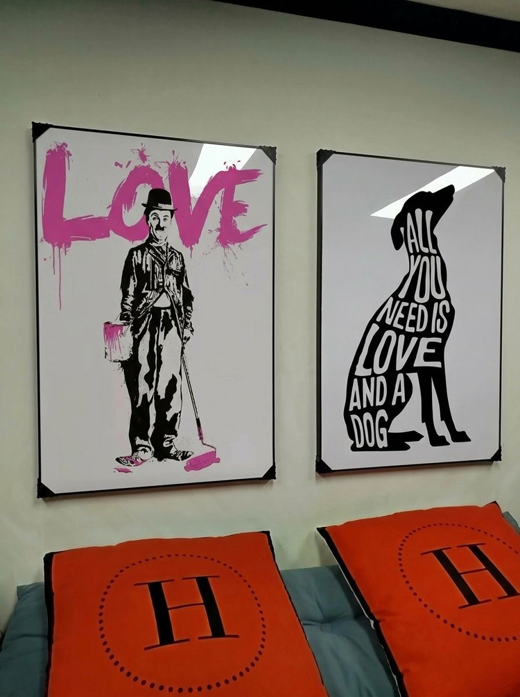 그림 액자 팝아트 인테리어소품 찰리채플린그림 채플린액자 강아지그림 반려견액자 거실 벽걸이 대형 장식용 포인트 포스터 이미지
