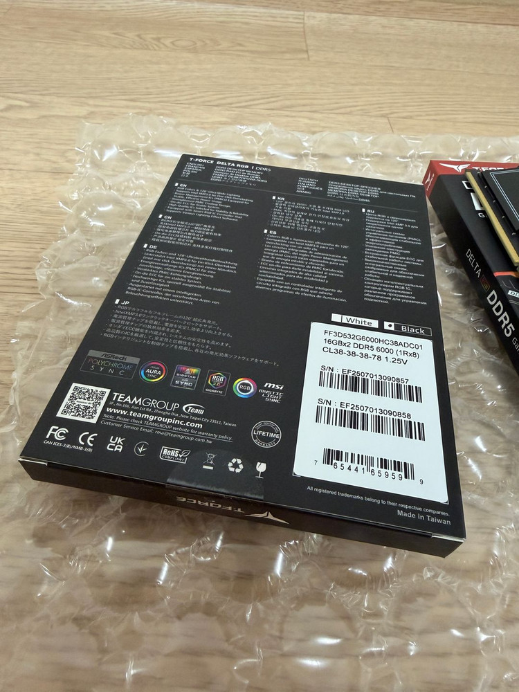 64GB 팀그룹 DDR5-6000 CL38 Delta RGB / 32GB(16Gx2) 미개봉1개, 개봉1개 이미지