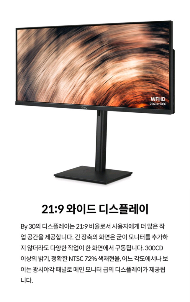 이그닉 인텔 11세대 i5-11500 와이드 30인치 (29인치) 일체형 PC 올인원 컴퓨터 사무용 영상시청 줌수업 이미지
